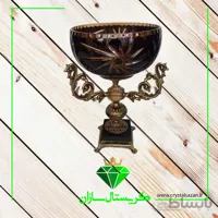 میوه خوری پایه دار دو پوست مدل تابان مشکی رنگ کریستال سازان کد M1237