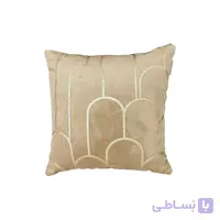 کوسن ترکیبی چرم و مخمل مدل کیان رنگ کرم