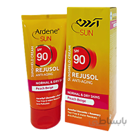 کرم ضد آفتاب SPF90 ضد چروک پوست معمولی و خشک رنگی بژ هلویی 50 گرم آردن