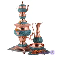سرویس سماور فیروزه کوب اثر آقاجانی ارتفاع 64 سانتی متر کد SMF-01