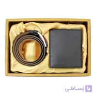 ست کیف پول جیبی و کمربند چرم مردانه ST106