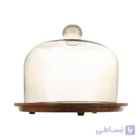 کیک خوری چوبی لبه باریک پایه دار با درب شیشه ای بزرگ Treeti