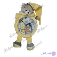 ساعت اتاق کودک خرس تدی رنگ لیمویی