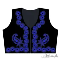 جلیقه مخمل مشکی طرح ترنج سرمه ای