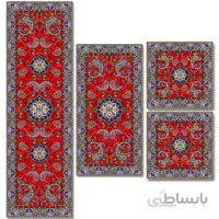 رومیزی مربع ترمه طرح سالار مشکی ابریشم کد 710 کد 410571