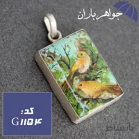 گردنبند فیروزه نیشابوری با نقاشی دستی بلبل کد G_1154