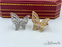 انگشتر طرح پروانه در دو رنگ طلایی و نقره ای