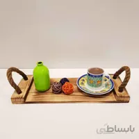 سینی چوبی طنابی کوچک رنگ سوخته