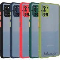 کاور و قاب گوشی مناسب برای Samsung Galaxy A31 هیبریدی دکمه رنگی مدل پشت مات محافظ لنزدار
