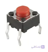 تک سوییچ 4 پایه کوتاه 6x6x5 قرمز بسته 10 تایی