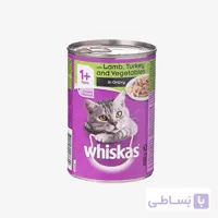 غذای گربه کنسرو ویسکاس طعم بره بوقلمون و سبزیجات 400 گرم