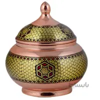 قندان مسی خاتم کاری اثر آقاجانی ارتفاع 13 سانتی متر کد C-507
