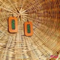 گوشواره چرم و منجوق مدل پند ششم