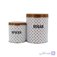 ست جا ادویه استند دار 7 پارچه مدل خالدار کد 08
