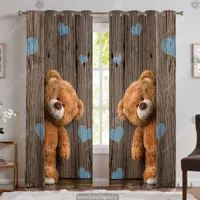 پرده چاپی سه بعدی طرح خرس عروسکی قهوه ای PK-5198