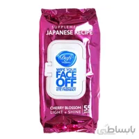 دستمال مرطوب پاک کننده آرایش حاوی عصاره شکوفه گیلاس دافی ا Face Off Cherry Blossom Make-Up Remover Japanese Recipe| 55 wipes DAFI