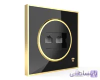 کلید پریز تلفن دو سوکت ویرا مدل آلفا کلاسیک مشکی
