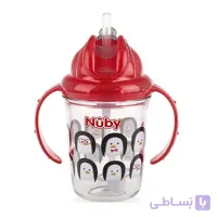لیوان کودک نی دار 240 میلی لیتر طرح پنگوین قرمز نابی nuby