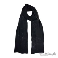شال حریر مشکی طرح گل رُز مشکی
