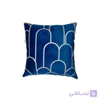 کوسن ترکیبی چرم و مخمل مدل کیان رنگ ابی