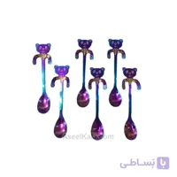 قاشق هولوگرامی استیل طرح خرس بسته 6 عددی