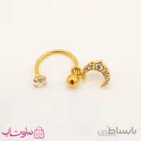 پیرسینگ اسمایل استیل طرح ماه و ستاره طلایی