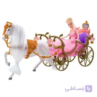 عروسک باربی و کالسکه اسب سفید