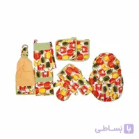 نیم ست آشپزخانه کتان 8 تکه طرح فلفل دلمه ای