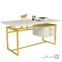 میز پایه استیل مدرن دو کشو مدل فیدرو
