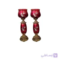 شمعدان افرا کریستال سازان مدل رز زرشکی کد SH1211