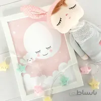 تابلو مدرن اتاق کودک طرح ماه و ستاره