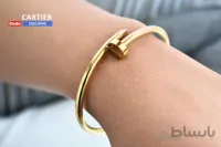 دستبند النگویی میخی استیل طلایی بزرگ