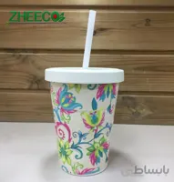 لیوان ماگ نی دار بامبو طرح گل