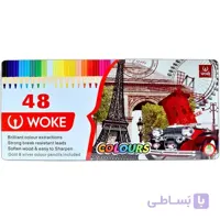 مداد رنگی 48 رنگ جعبه فلزی وک
