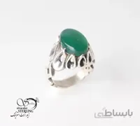انگشتر نقره مردانه طرح بیضی سنگ عقیق