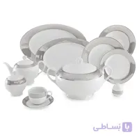 سرویس چینی زرین 12 نفره کامل پالادیوم (102 پارچه) ا Zarin Iran ItaliaF Palladium 102 Pieces Porcelain Dinnerware Set