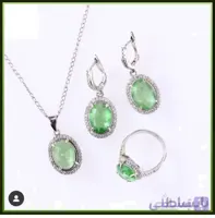 نیم ست نقره زنانه دستساز با نگین اپسیدین سبز کد ۱۰۱۸۰۶