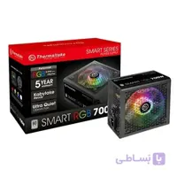 Thermaltake Smart RGB 700W 80 256-Color RGB Fan ATX 12V 2.3 منبع تغذیه آماده Kaby Lake 5 سال گارانتی منبع تغذیه PS-SPR-0700NHFAWU-1