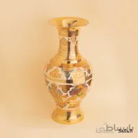 گلدان برنجی قلمزنی طلایی مدل کامپور