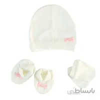 ست کلاه پاپوش و دستکش دخترانه پاپیونی بیبی فورلایف BABY4LIFE