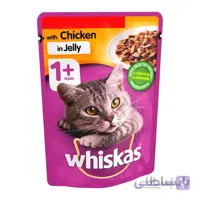 پوچ گربه بالغ ویسکاس با طعم مرغ Whiskas with chicken in jelly وزن ۱۰۰ گرم