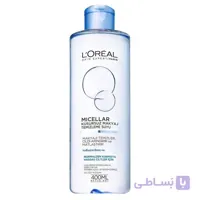 محلول پاک کننده میسلار واتر لورال مناسب پوست نرمال تا مختلط ا Loreal Paris Micellar Water For Normal to Combination Skin 400ml