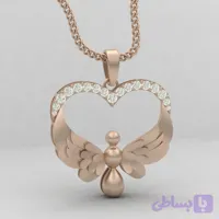 فایل سه بعدی آویز جواهر کد 100349 با سنگ های گرد ترکیب قلب و فرشته