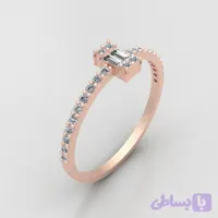 فایل سه‌بعدی انگشتر طلا مدل 100330 – طراحی ظریف با ترکیب سنگ‌های باگت و گرد