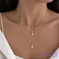 گردنبند سه لاین آویز نگین