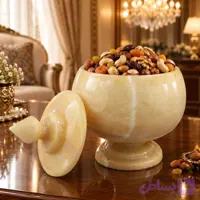 شکلات خوری/قندان سنگی پایه بلند از سنگ مرمر پرتقالی کد 215