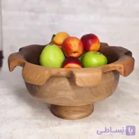میوه خوری دفرمه گرد پایه دارطرح گل با چوب گردو