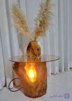 میز عسلی رستیک چوب و شیشه چوب آزاد با دوسال گارانتی