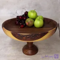 میوه خوری پایه بلند لبه پوستی چوبی