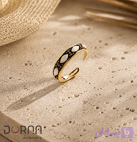 انگشتر مینیمال مشکی و سفید میناکاری